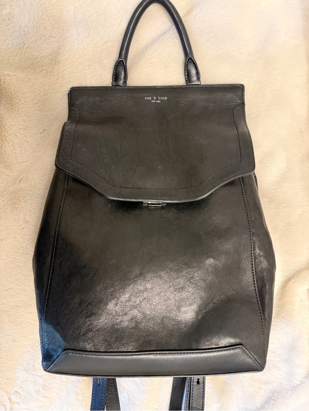 Frye Black Leather Convertible Backpack Tote with Top Handles